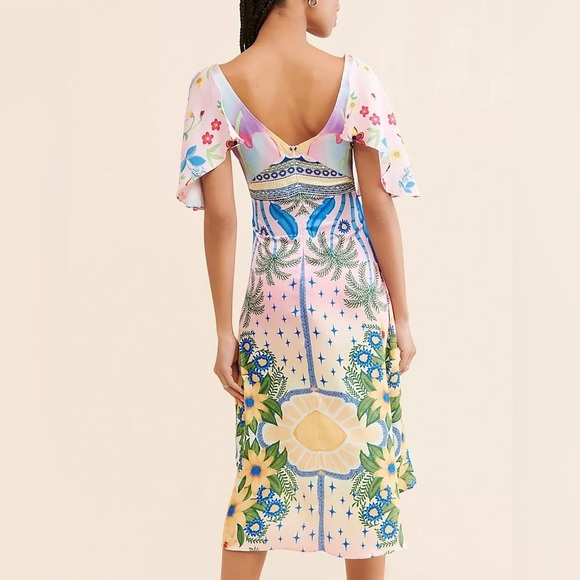 Oceanus Camille Satin Midi Dress Size XXL - Picture 9 of 16